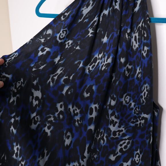 RAMY BROOK Allymay Sleeveless Silk Top Leopard Animal Print Navy Blue Women's L - Picture 10 of 15